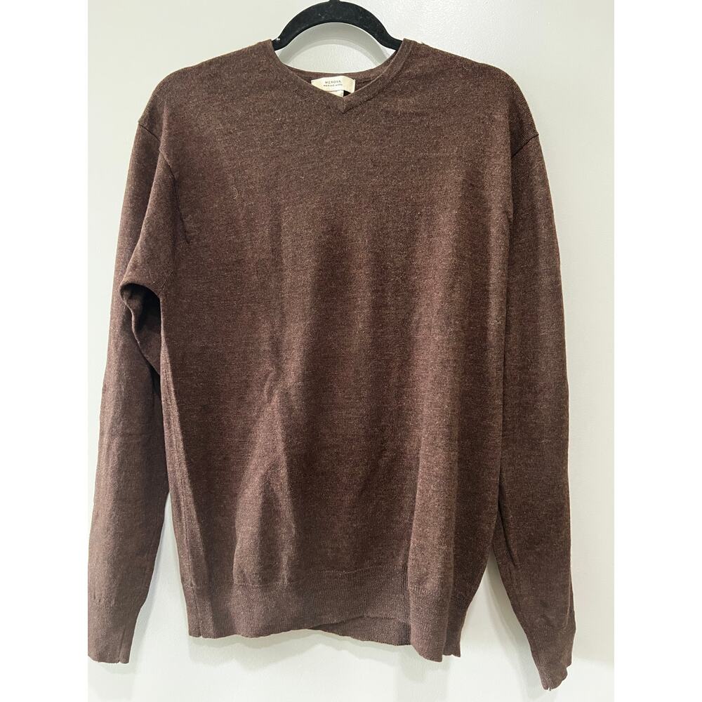 Unisex Trendy Merona Chocolate brown Merino Wool Sweater United Kingdom Sz- L